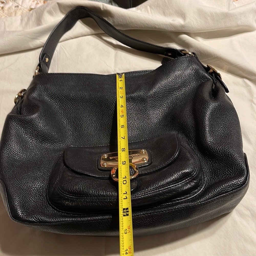 MICHAEL KORS Hudson Black & Gold Pebble Leather Hobo Shoulder Bag - Picture 3 of 7